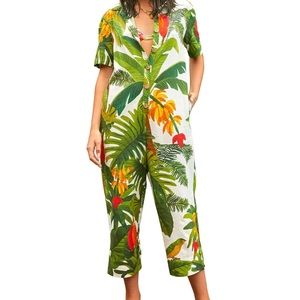 Farm Rio white Cocoa Forrest Jumpsuit SZ M